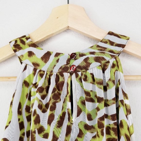 Adiva Blouse Leopard Print Pleated Sleeveless sz S - Picture 5 of 10